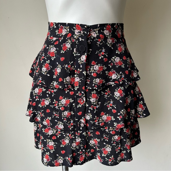 ZARA Floral Ruffle High Waist Mini Skirt - Picture 4 of 7